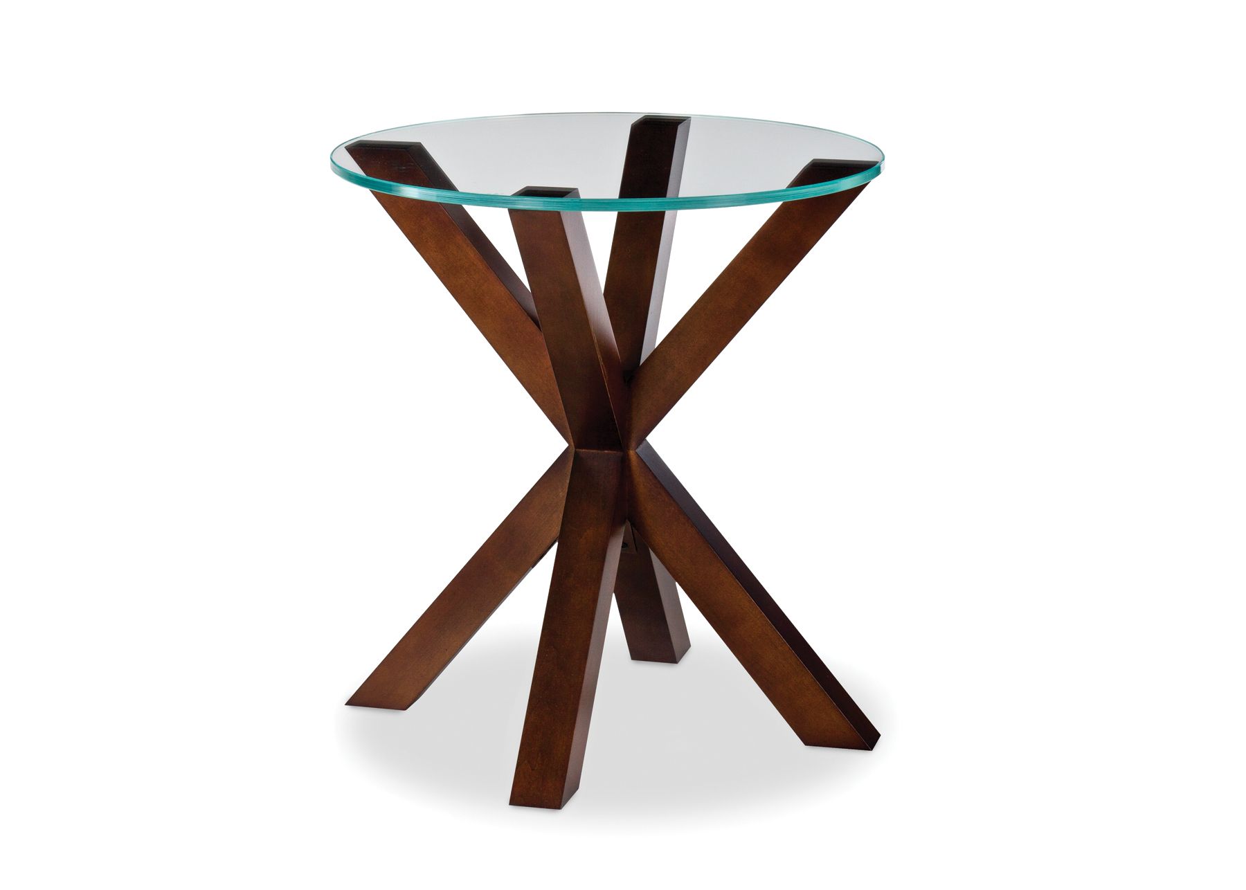 EXCENT ROUND END TABLE-GLASS TOP